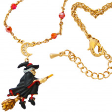 JNK32   Gold Plated Witch Necklace Jewelari Of London