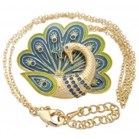 JNK44   Gold Plated Peacock Necklace Jewelari Of London