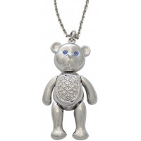 JNK58   Rhodium Plated Teddy Bear Necklace Jewelari Of London