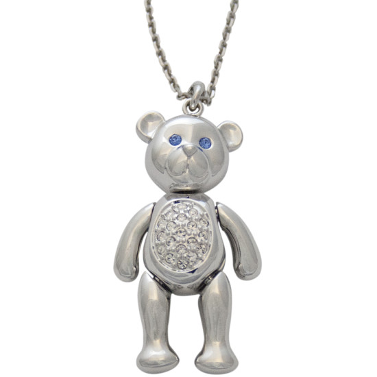 Teddy Bear Pendant Rhodium Plated Metal Alloy Set With Sparkling Austrian Crystals by JewelAriDesigns