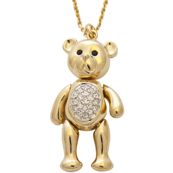 Teddy Bear Pendant Gold Plated Metal Alloy Set With Sparkling Austrian Crystals by JewelAriDesigns