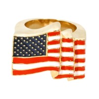 JRG4   Gold Plated USA Flag Ring Jewelari Of London