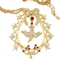 VC1   Gold Plated And Crystal Set Victorian Style Pendant On Chain Jewelari of London