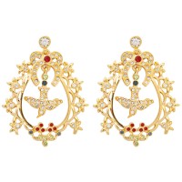 VC2   Gold Plated Crystal Set Victorian Style Earrings Jewelari of London