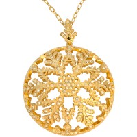 VC7   Gold Plated Snowflake Pendant on Chain Jewelari of London