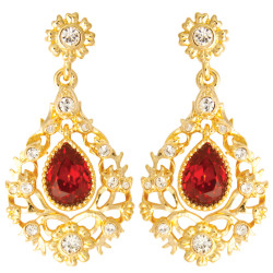 Elegant Drop Earrings Victorian Style Gold Plated Metal Alloy Set With Sparkling Austrian Crystals