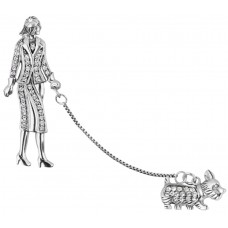 B308   Lady And Dog Brooch Sterling Silver Ari D Norman