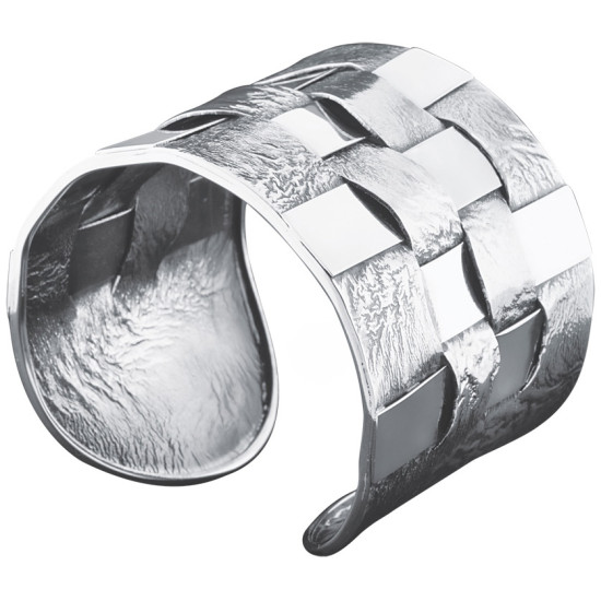 Woven Hatch Design Cuff Bangle 925 Sterling Silver English Hallmarks