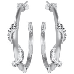 Snake Hoop Earrings Art Deco Style 925 Silver English Hallmarks Set With Marcasite
