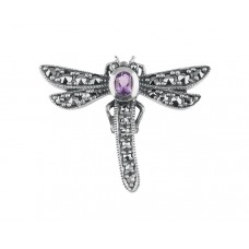 B274   Marcasite Dragonfly Brooch Sterling Silver Ari D Norman