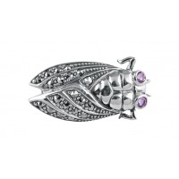 B275   Marcasite Beetle Brooch Sterling Silver Ari D Norman