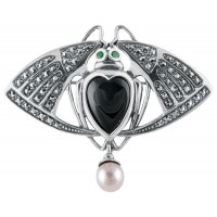 B347   Art Nouveau Scarab Brooch Sterling Silver Ari D Norman