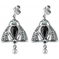 EA289   Art Nouveau Scarab Earrings Sterling Silver Ari D Norman