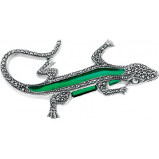 B213   Green Marcasite Lizard Brooch Sterling Silver Ari D Norman