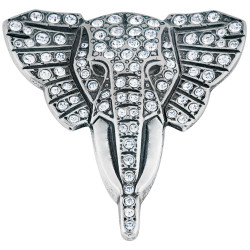 Elephant Pin Brooch 925 Sterling Silver English Hallmarks Set With Sparkling Crystals
