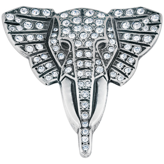 Elephant Pin Brooch 925 Sterling Silver English Hallmarks Set With Sparkling Crystals