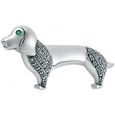 B333   Marcasite Daschund Dog Brooch Sterling Silver Ari D Norman