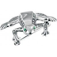 B334   Marcasite Frog Brooch Sterling Silver Ari D Norman