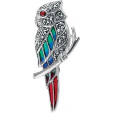 B366   Marcasite Parrot Brooch Sterling Silver Ari D Norman