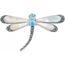 B388   Mother of Pearl Dragonfly Brooch Sterling Silver Ari D Norman