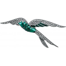 B389   Marcasite Swallow Brooch Sterling Silver Ari D Norman