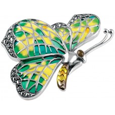 B553   Enamel Butterfly Brooch Sterling Silver Ari D Norman