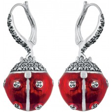 EA300   Red Enamel And Marcasite Ladybird Earrings Sterling Silver Ari D Norman