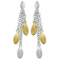 Elegant Drop Earrings 925 Sterling Silver English Hallmarks With Gold Plating and Cubic Zirconia