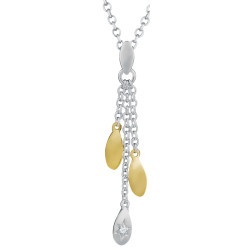 Elegant Necklace 925 Sterling Silver English Hallmarks With Gold Plating and Cubic Zirconia
