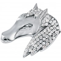 B620   Cubic Zirconia Horse Head Brooch Sterling Silver Ari D Norman