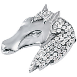 Horse Head Pin Brooch 925 Sterling Silver English Hallmarks Set With Austrian Crystals