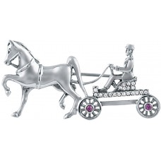 B623   Cubic Zirconia Horse and Carriage Brooch Sterling Silver Ari D Norman