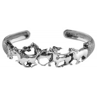 BE431   Galloping Horses Bangle Sterling Silver Ari D Norman