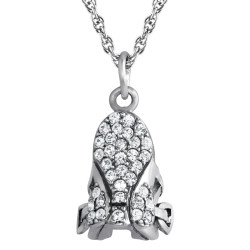Saddle Pendant 925 Sterling Silver English Hallmarks Set with Austrian Crystals on 18" Sterling Silver Rope Chain