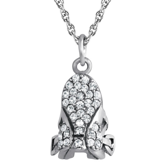 Saddle Pendant 925 Sterling Silver English Hallmarks Set with Austrian Crystals on 18" Sterling Silver Rope Chain