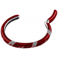 BE410   Red Enamel and Marcasite Bangle Sterling Silver Ari D Norman