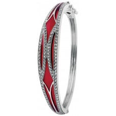 BE416   Red Enamel and Marcasite Bangle Sterling Silver Ari D Norman