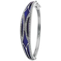 BE418   Blue Enamel and Marcasite Bangle Sterling Silver Ari D Norman