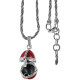 Opening Egg Shaped Necklace Elizabethan Style 925 Sterling Silver English Hallmarks Set With Red Enamel and Marcasite