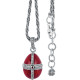 Opening Egg Shaped Necklace Elizabethan Style 925 Sterling Silver English Hallmarks Set With Red Enamel and Marcasite