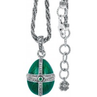 NK511   Green Enamel And Marcasite Egg Shaped Pendant On Chain Sterling Silver Ari D Norman