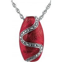 NK514   Red Enamel And Marcasite Pendant On Chain Sterling Silver Ari D Norman