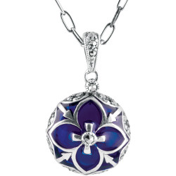 Elegant Necklace Elizabethan Style 925 Sterling Silver English Hallmarks Set With Blue Enamel and Marcasite