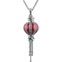 NK552   Red Enamel And Marcasite Pendant On Chain Sterling Silver Ari D Norman