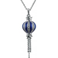 NK570   Blue Enamel And Marcasite Pendant On Chain Sterling Silver Ari D Norman