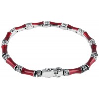 BT513   Red Enamel And Marcasite Bracelet Sterling Silver Ari D Norman