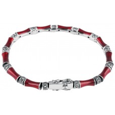 BT513   Red Enamel And Marcasite Bracelet Sterling Silver Ari D Norman