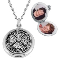 PT202   Marcasite Round Locket On Chain Sterling Silver Ari D Norman