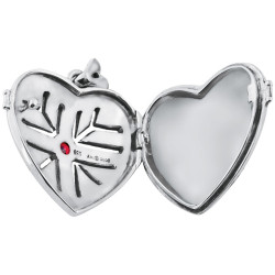 Heart Locket Victorian Style 925 Sterling Silver English Hallmarks Set With Garnet and Macasite on 16" Silver Curb Chain