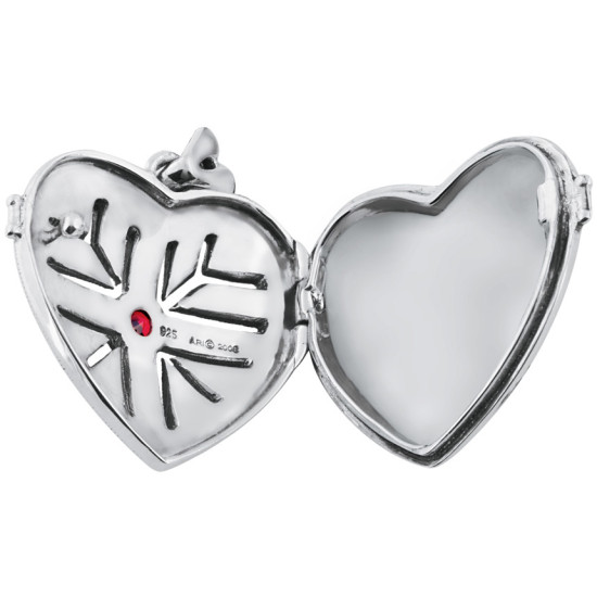 Heart Locket Victorian Style 925 Sterling Silver English Hallmarks Set With Garnet and Macasite on 16" Silver Curb Chain